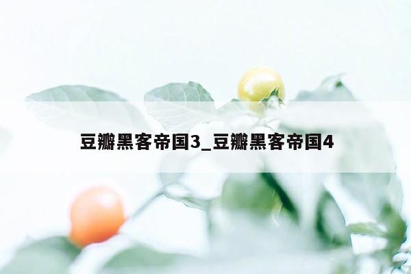 豆瓣黑客帝国3_豆瓣黑客帝国4