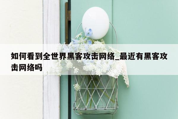 如何看到全世界黑客攻击网络_最近有黑客攻击网络吗