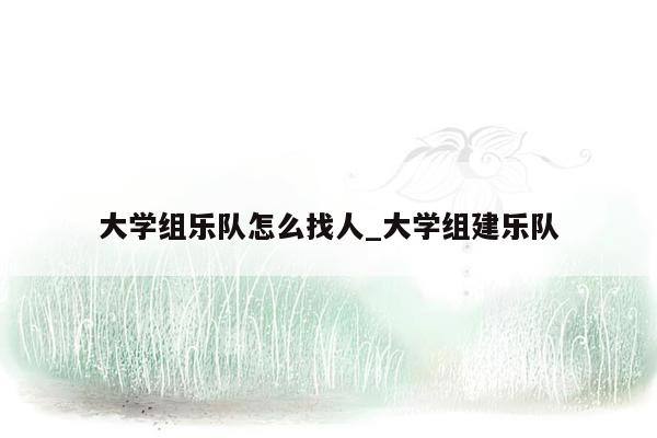 大学组乐队怎么找人_大学组建乐队