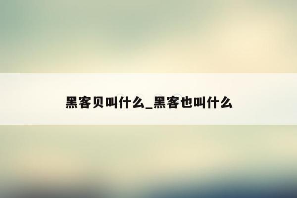 黑客贝叫什么_黑客也叫什么