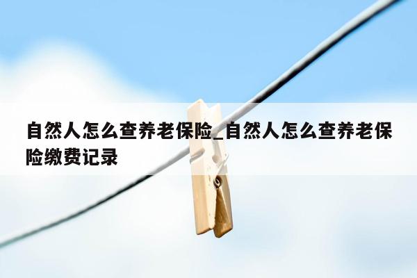 自然人怎么查养老保险_自然人怎么查养老保险缴费记录