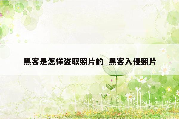 黑客是怎样盗取照片的_黑客入侵照片