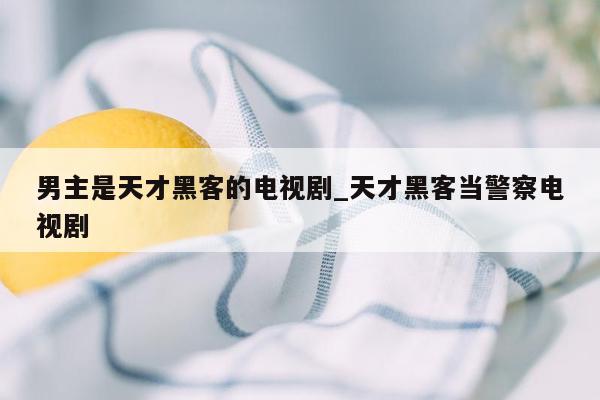 男主是天才黑客的电视剧_天才黑客当警察电视剧