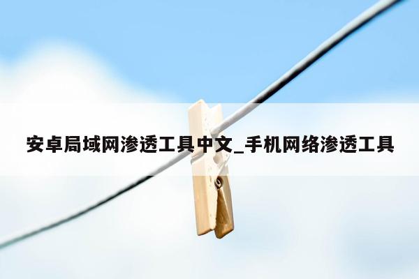 安卓局域网渗透工具中文_手机网络渗透工具