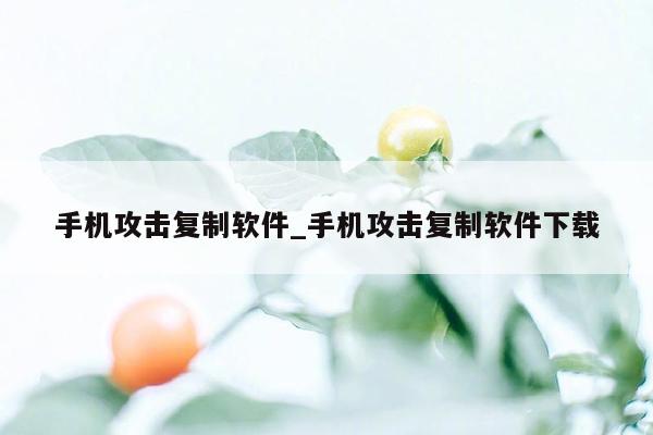 手机攻击复制软件_手机攻击复制软件下载