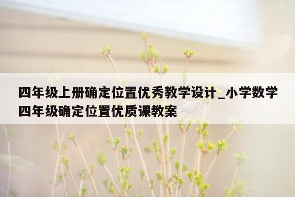 四年级上册确定位置优秀教学设计_小学数学四年级确定位置优质课教案