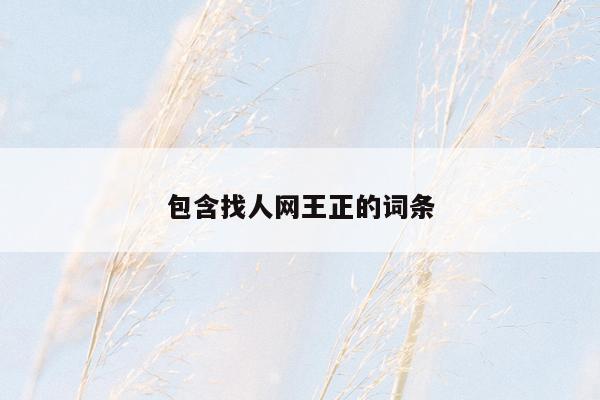 包含找人网王正的词条