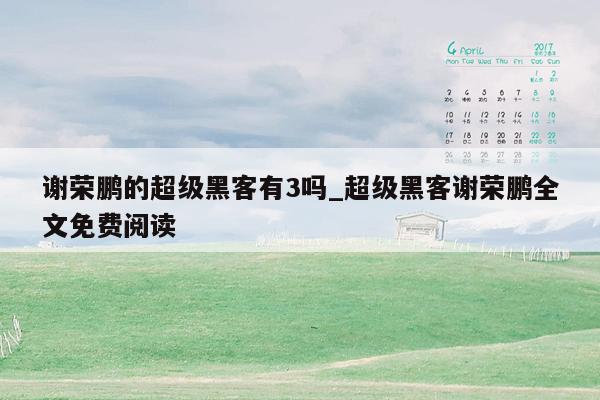 谢荣鹏的超级黑客有3吗_超级黑客谢荣鹏全文免费阅读
