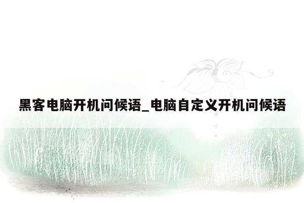 黑客电脑开机问候语_电脑自定义开机问候语