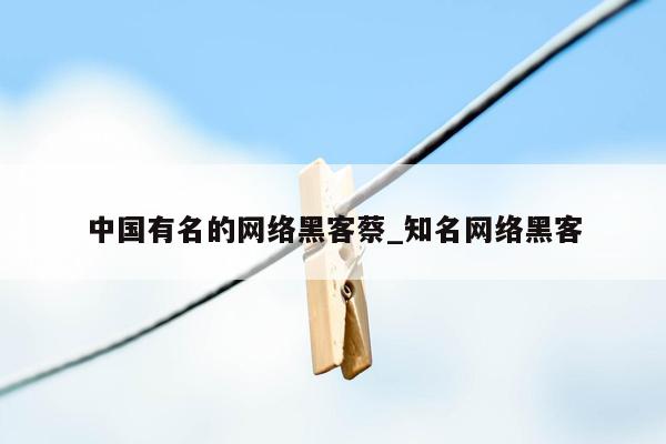 中国有名的网络黑客蔡_知名网络黑客