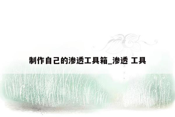 制作自己的渗透工具箱_渗透 工具