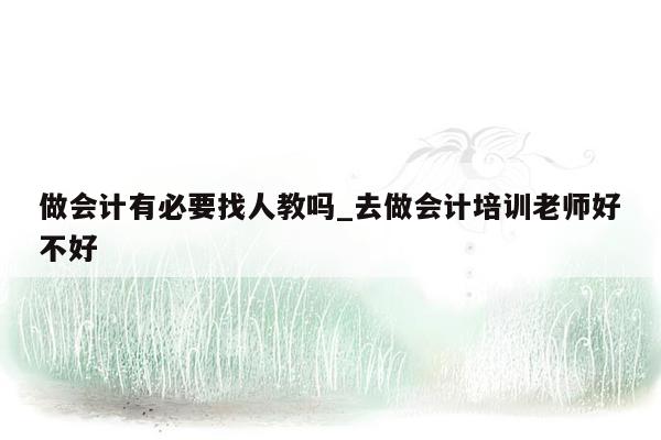 做会计有必要找人教吗_去做会计培训老师好不好