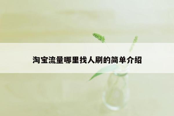 淘宝流量哪里找人刷的简单介绍