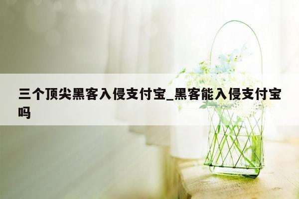 三个顶尖黑客入侵支付宝_黑客能入侵支付宝吗