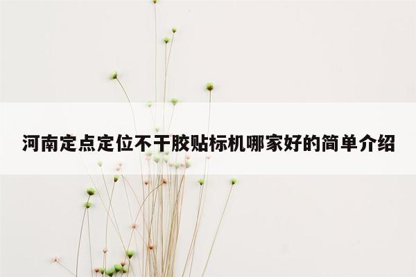 河南定点定位不干胶贴标机哪家好的简单介绍