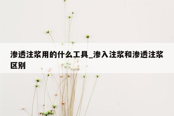 渗透注浆用的什么工具_渗入注浆和渗透注浆区别