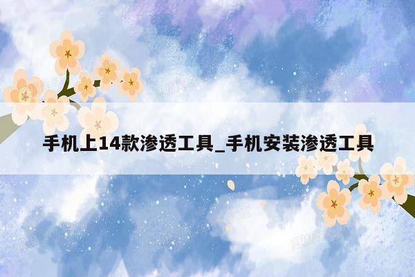 手机上14款渗透工具_手机安装渗透工具