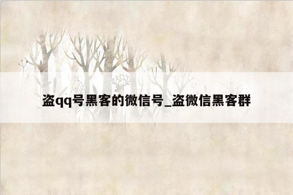 盗qq号黑客的微信号_盗微信黑客群