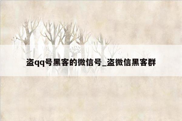 盗qq号黑客的微信号_盗微信黑客群