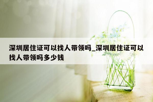 深圳居住证可以找人带领吗_深圳居住证可以找人带领吗多少钱