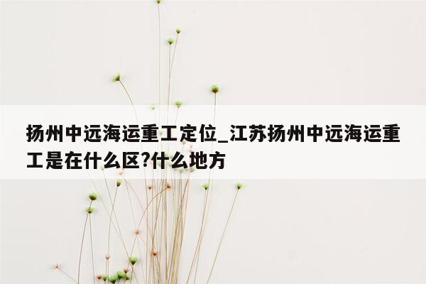 扬州中远海运重工定位_江苏扬州中远海运重工是在什么区?什么地方