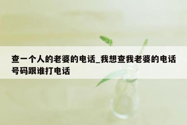 查一个人的老婆的电话_我想查我老婆的电话号码跟谁打电话