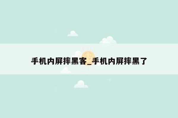 手机内屏摔黑客_手机内屏摔黑了