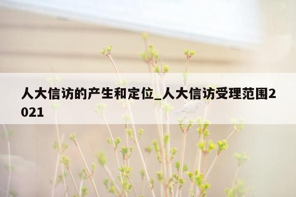 人大信访的产生和定位_人大信访受理范围2021