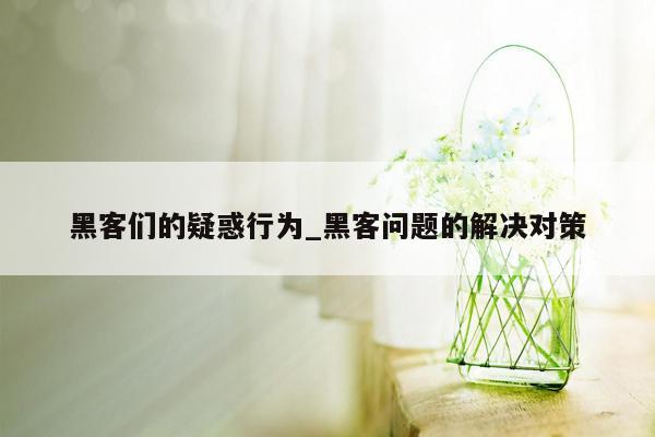 黑客们的疑惑行为_黑客问题的解决对策