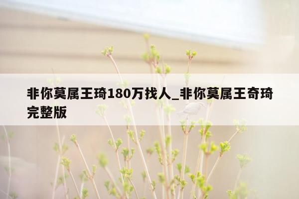 非你莫属王琦180万找人_非你莫属王奇琦完整版