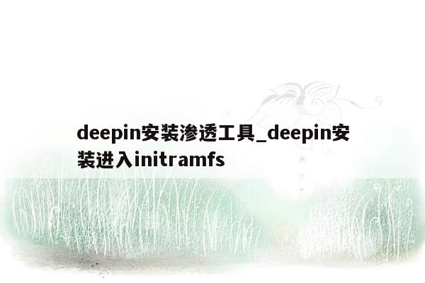 deepin安装渗透工具_deepin安装进入initramfs