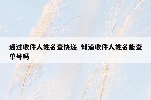通过收件人姓名查快递_知道收件人姓名能查单号吗