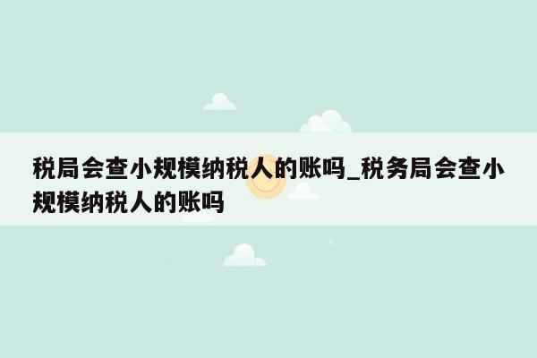 税局会查小规模纳税人的账吗_税务局会查小规模纳税人的账吗