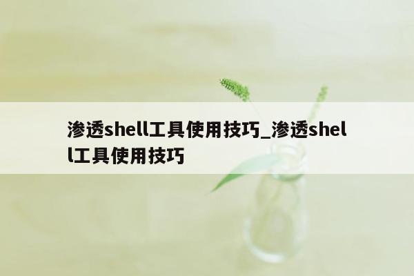 渗透shell工具使用技巧_渗透shell工具使用技巧