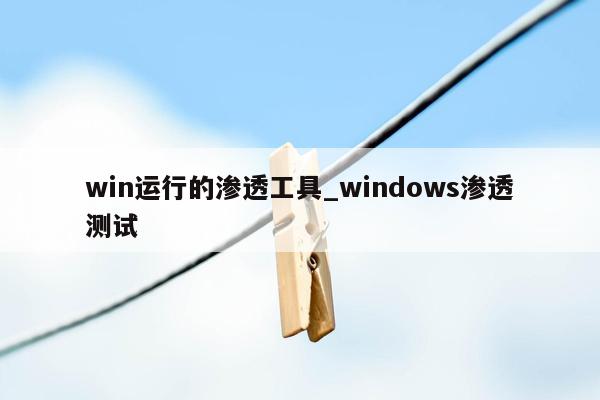 win运行的渗透工具_windows渗透测试