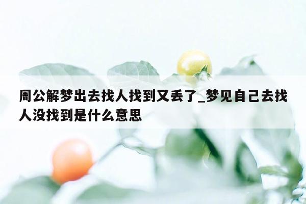 周公解梦出去找人找到又丢了_梦见自己去找人没找到是什么意思