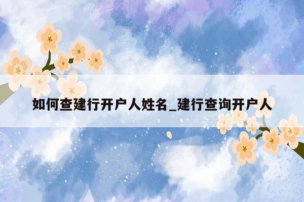 如何查建行开户人姓名_建行查询开户人