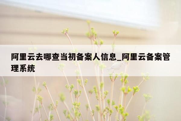阿里云去哪查当初备案人信息_阿里云备案管理系统