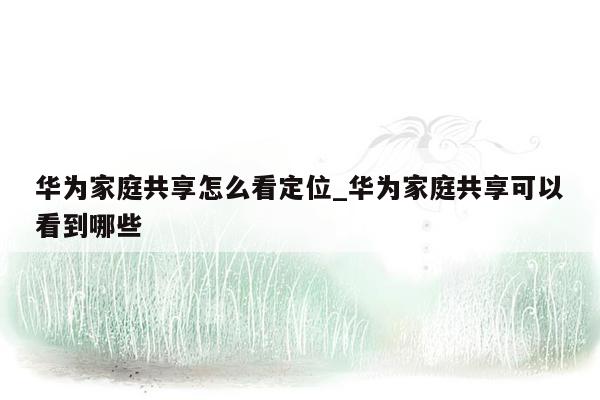 华为家庭共享怎么看定位_华为家庭共享可以看到哪些