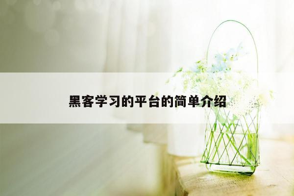 黑客学习的平台的简单介绍