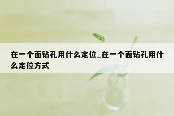 在一个面钻孔用什么定位_在一个面钻孔用什么定位方式
