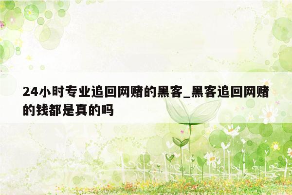 24小时专业追回网赌的黑客_黑客追回网赌的钱都是真的吗