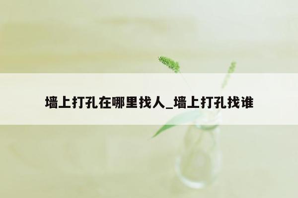 墙上打孔在哪里找人_墙上打孔找谁