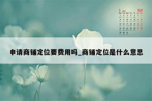 申请商铺定位要费用吗_商铺定位是什么意思