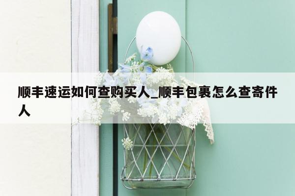 顺丰速运如何查购买人_顺丰包裹怎么查寄件人