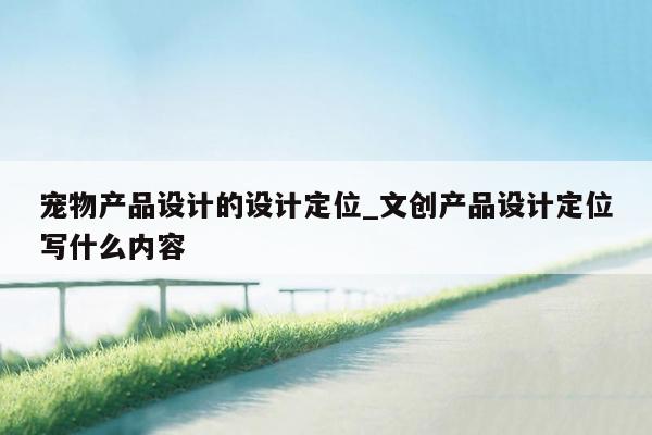 宠物产品设计的设计定位_文创产品设计定位写什么内容