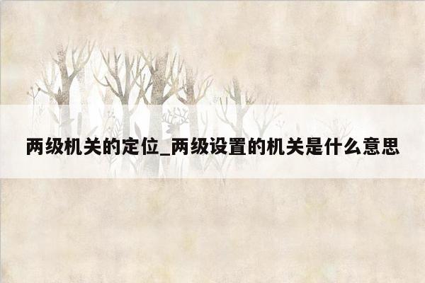 两级机关的定位_两级设置的机关是什么意思
