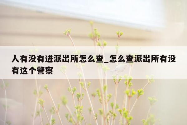 人有没有进派出所怎么查_怎么查派出所有没有这个警察