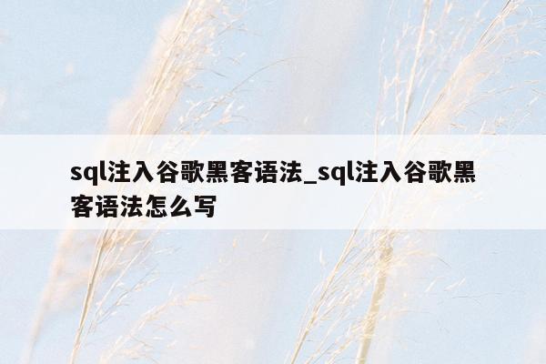 sql注入谷歌黑客语法_sql注入谷歌黑客语法怎么写