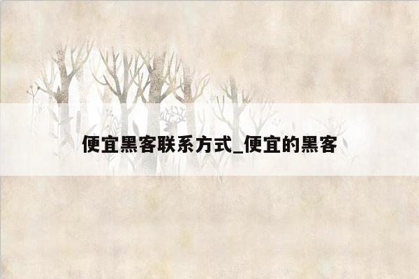 便宜黑客联系方式_便宜的黑客